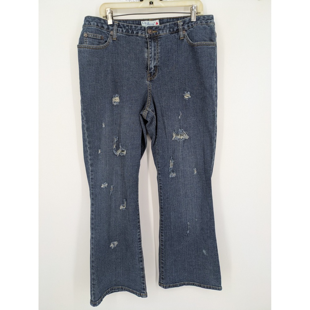 L.A. Blues Rodeo Jeans Womens 3 Short Blue Distressed Denim Bootcut Stretch Y2K